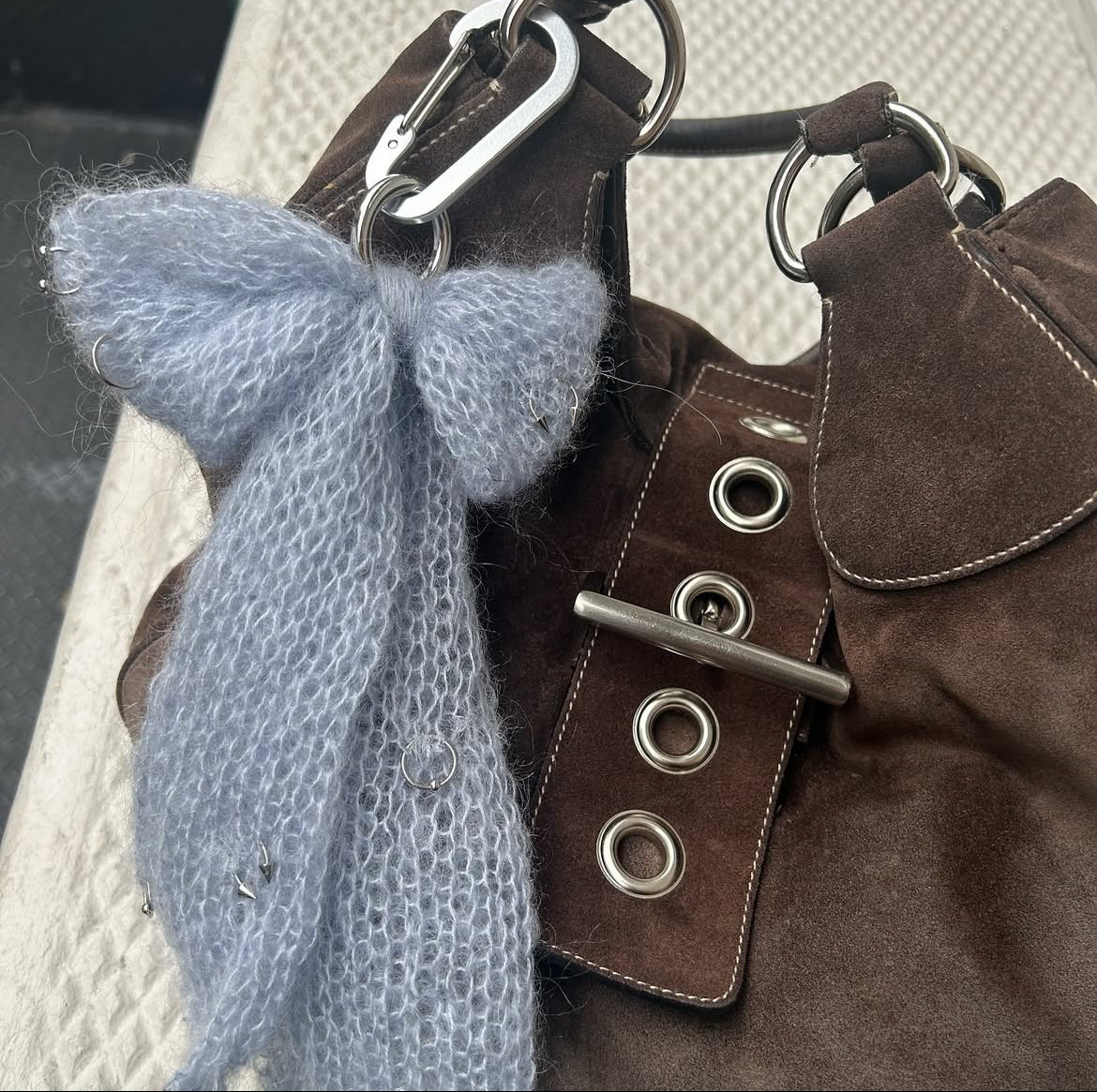 Pierced mohair bow charm