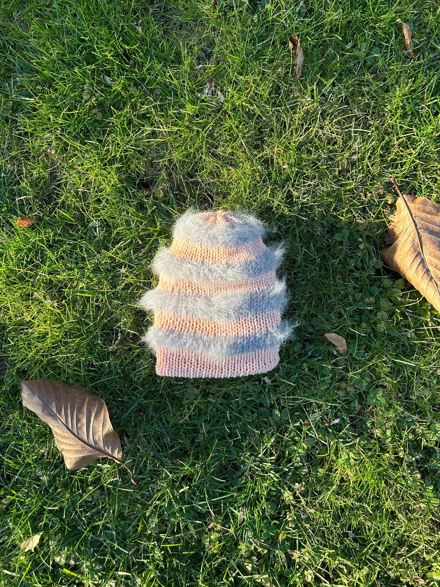 Fuzzy Striped Reversible Beanie ꒰ᐢ. .ᐢ꒱₊˚⊹