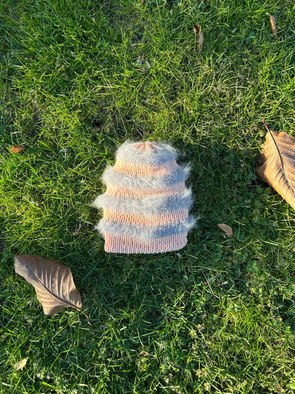 Fuzzy Striped Reversible Beanie ꒰ᐢ. .ᐢ꒱₊˚⊹