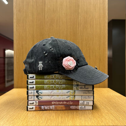 Mink Rose denim cap ૮꒰ ྀི >⸝⸝⸝< ྀི꒱ა