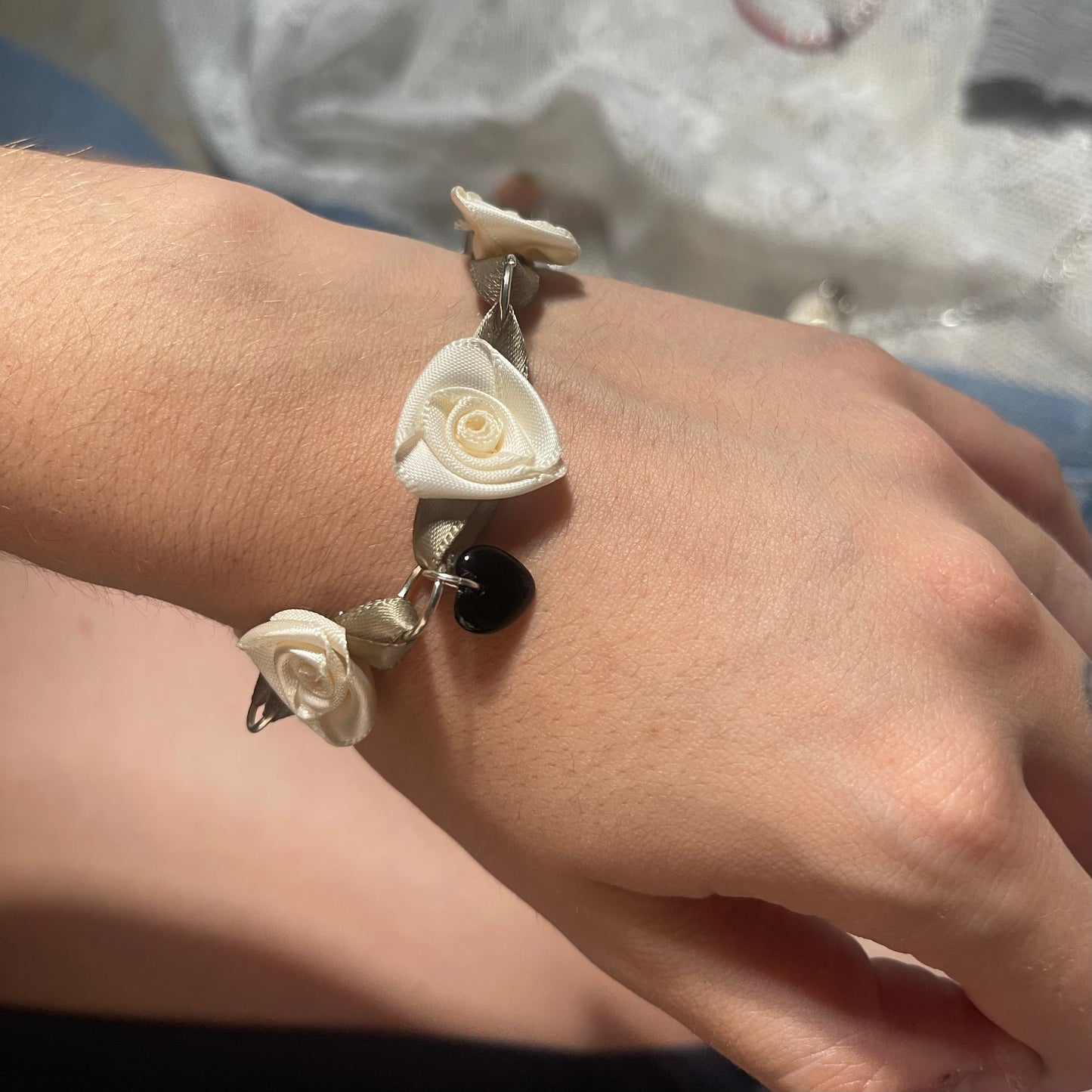 White Rosette Bracelet