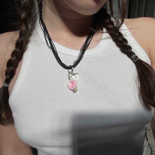 Clear heart necklace