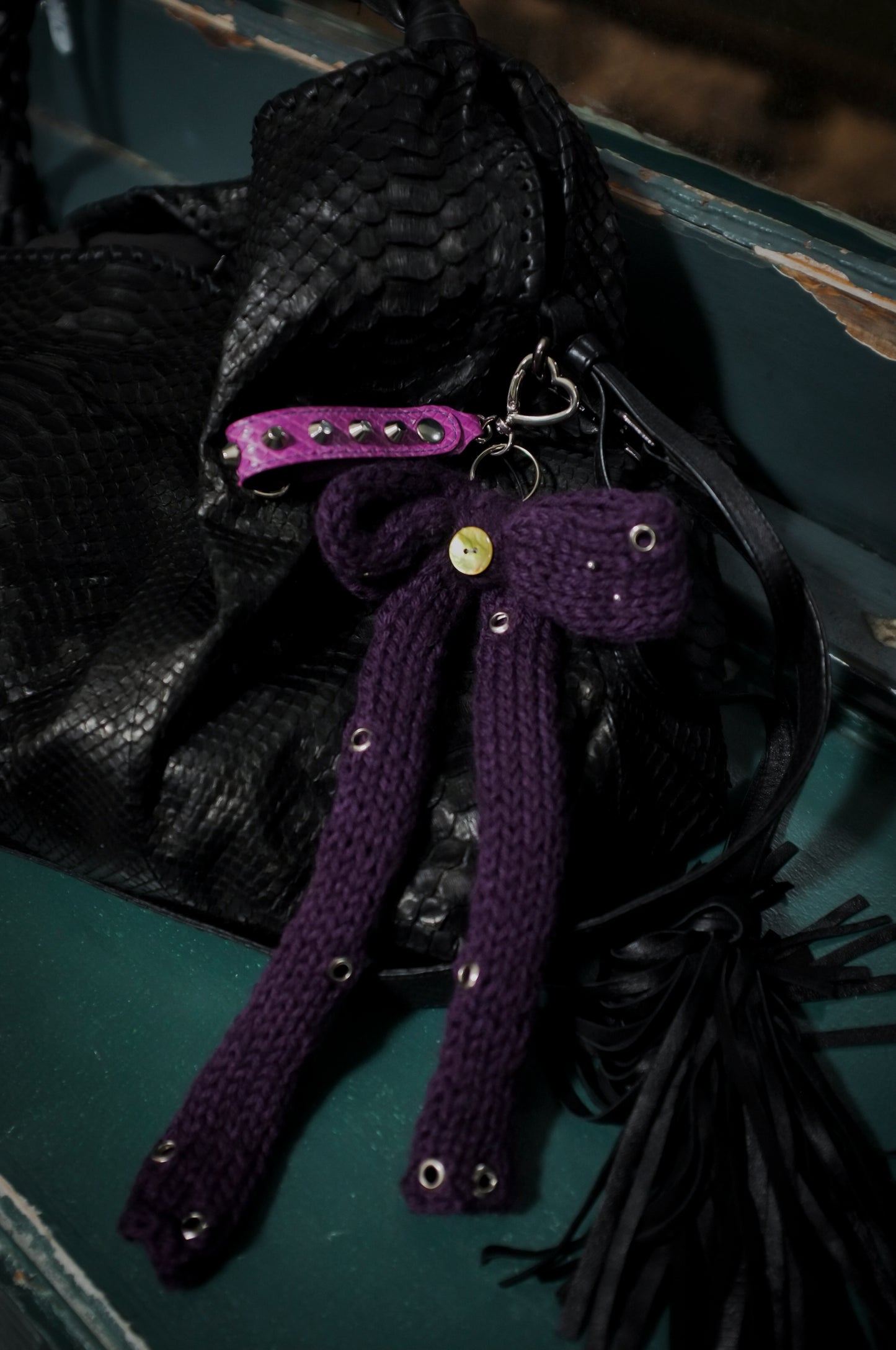 Studded Python Key Chain